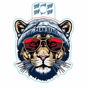 decal lion wearing Penn State hat and sunglasses